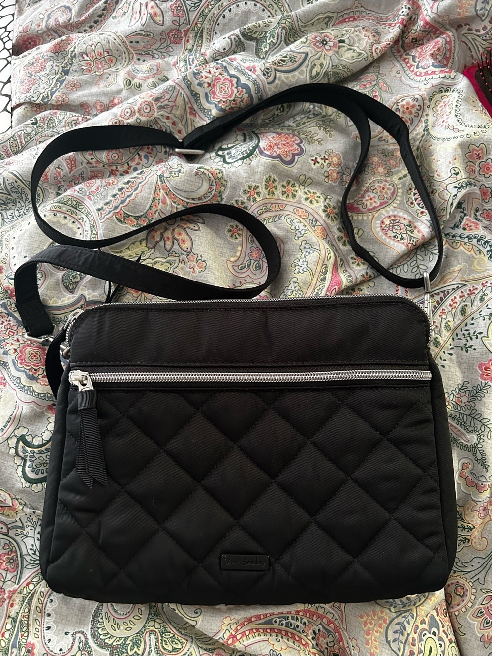 Vera Bradley Quilted Crossbody Bag in Black
